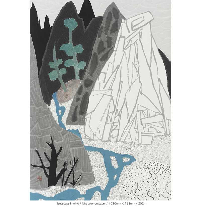 Jang Byeong Eun · Eastbrush · 张炳彥 · Landscape_in_mind · light_color_on_paper · 1030mm_x_728mm · 2024